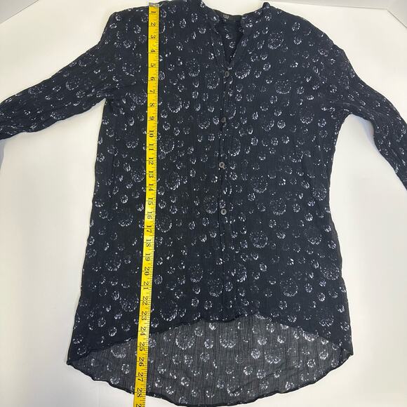 Tibi New York Sheer Navy Button-Up Top with Dotted Pattern, Size Small - Picture 5 of 9